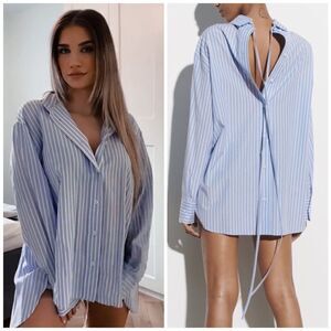 ZARA OVERSIZED STRIPED SHIRT WITH BUTTONS